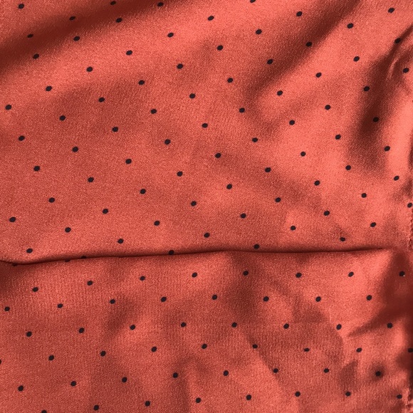 Orange and black polka dot wrap longsleeve blouse - Picture 2 of 5